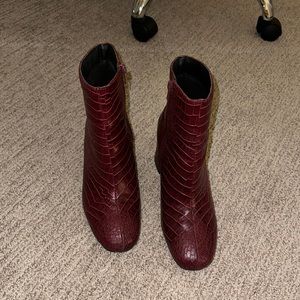 Dark red ankle boots